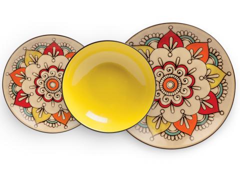 Zestaw 3 talerzy yellow MEDITERRANEO Egan